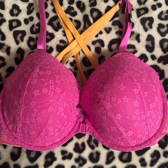 Victoria's Secret Other - NWT Victoria’s Secret: Pink Lace Bra with Orange Straps